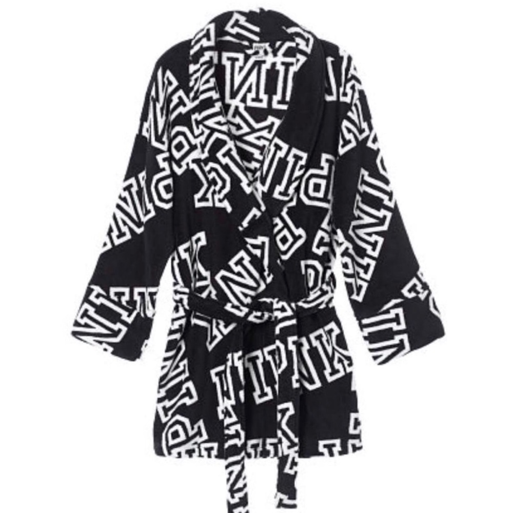 VS PINK Black & White Short Robe